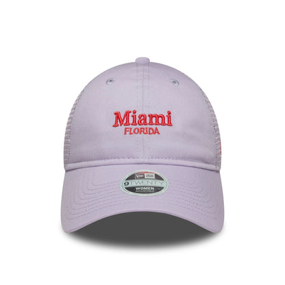 This is a Womens New Era City Pastel Purple 9TWENTY Trucker Adjustable Cap 2