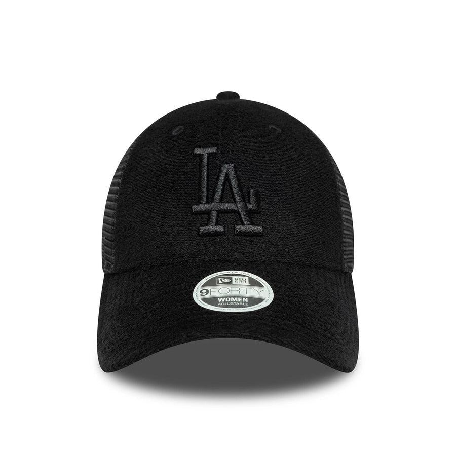 This is a LA Dodgers Womens Fabric Black 9FORTY Trucker Adjustable Cap 2