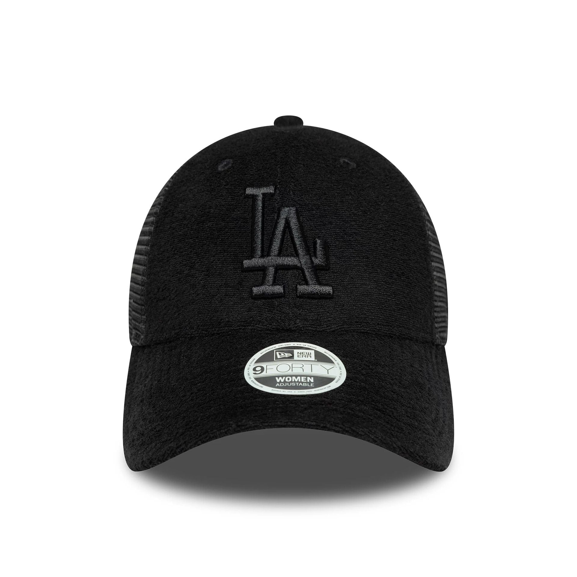 This is a LA Dodgers Womens Fabric Black 9FORTY Trucker Adjustable Cap 2