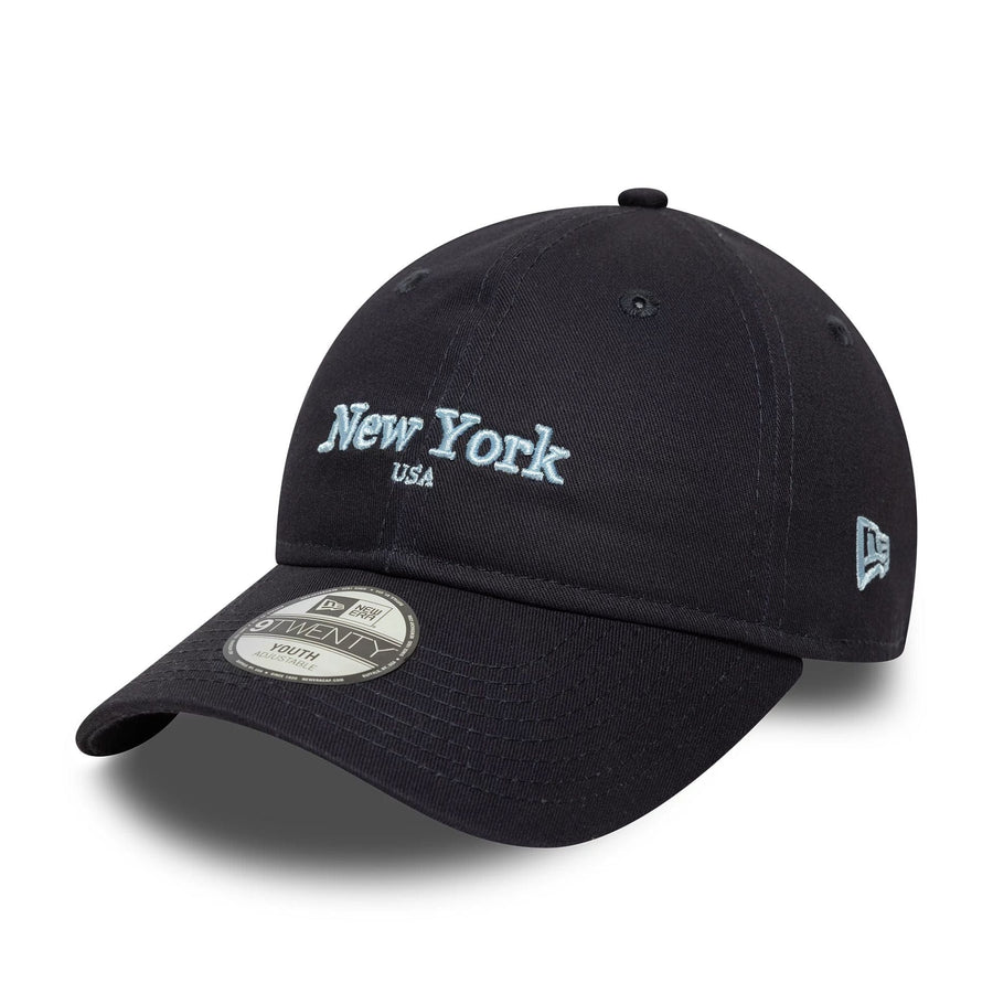 This is a Youth New Era City Navy 9TWENTY Adjustable Cap 1