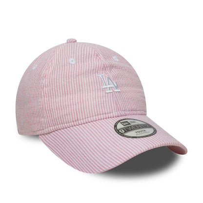 Pictured is this Youth MLB Seersucker LA Dodgers 9TWENTY cap in pastel pink. 3