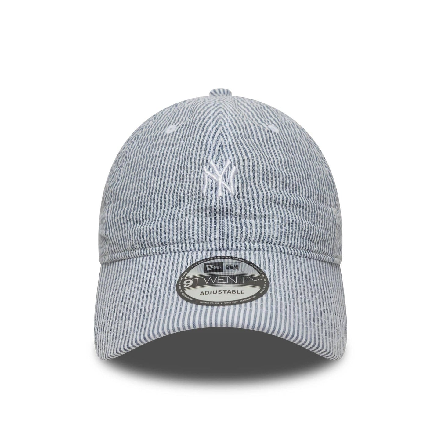 Pictured is this MLB Seersucker New York Yankees 9TWENTY cap in navy. 2