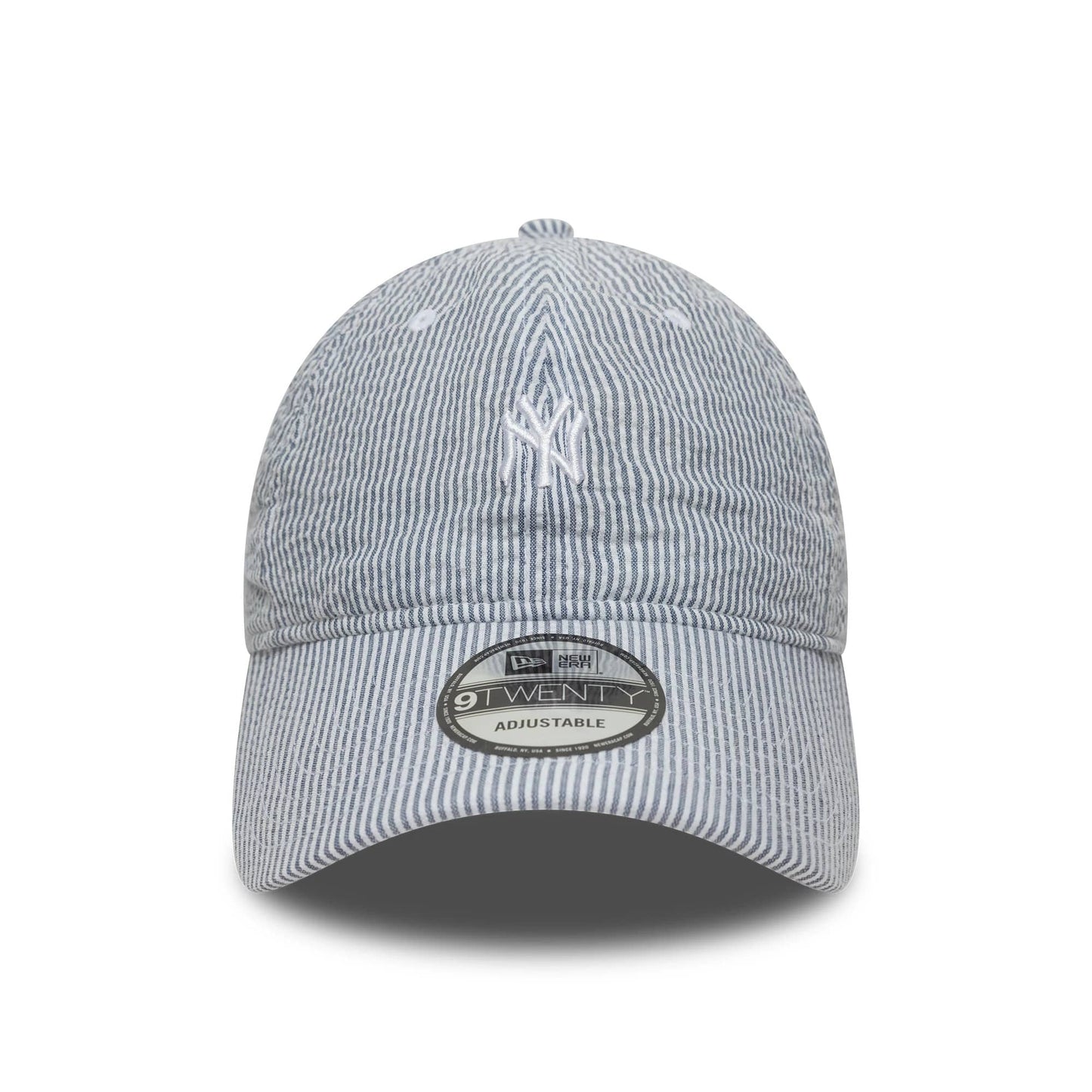 Pictured is this MLB Seersucker New York Yankees 9TWENTY cap in navy. 2