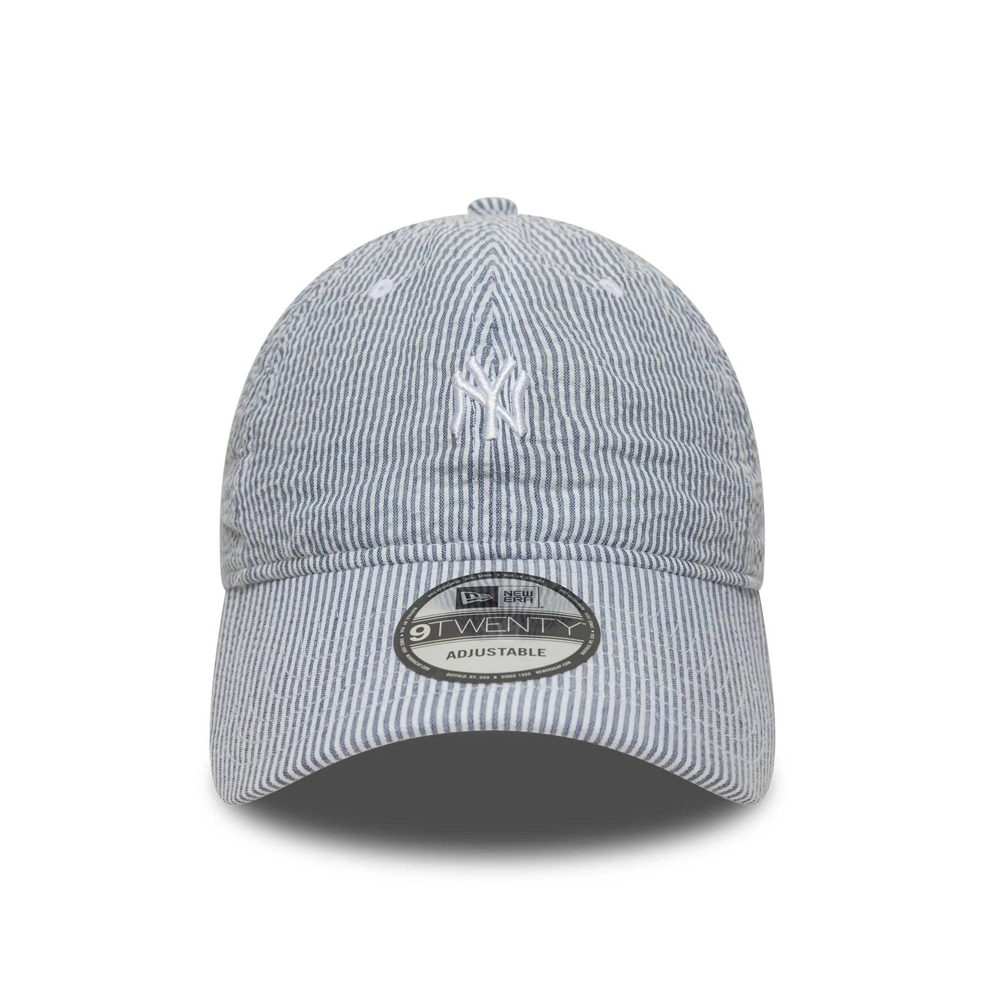 Pictured is this MLB Seersucker New York Yankees 9TWENTY cap in navy. 2