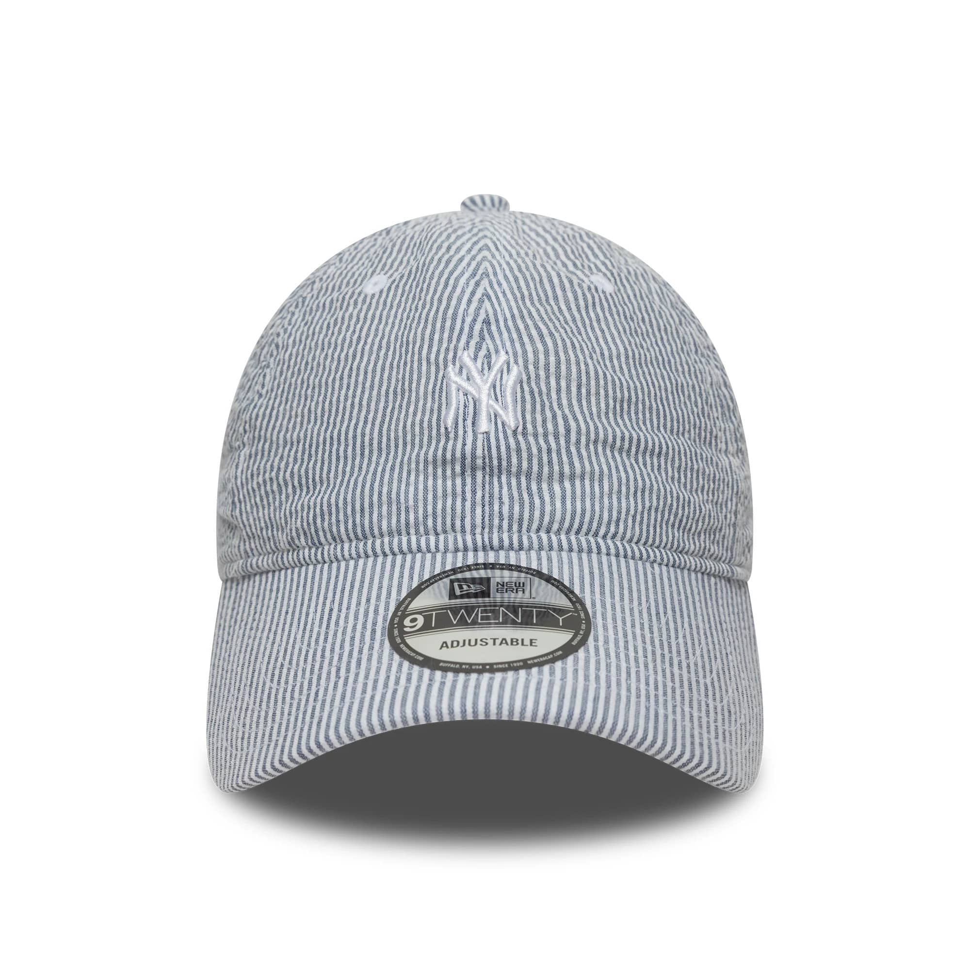 Pictured is this MLB Seersucker New York Yankees 9TWENTY cap in navy. 2