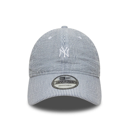 Pictured is this MLB Seersucker New York Yankees 9TWENTY cap in navy. 2