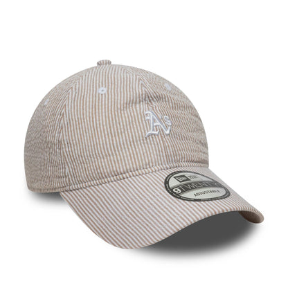 Pictured is this MLB Seersucker Athletics 9TWENTY cap in light beige. 3