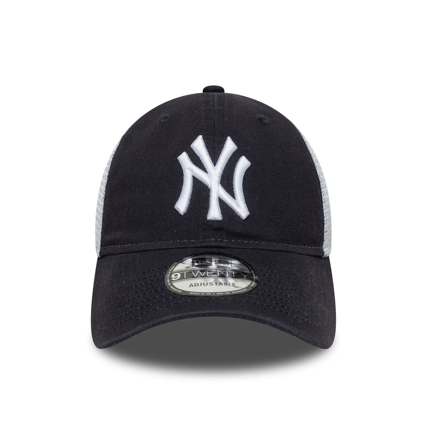 This is a New York Yankees MLB Washed Navy 9TWENTY Trucker Adjustable Cap 2