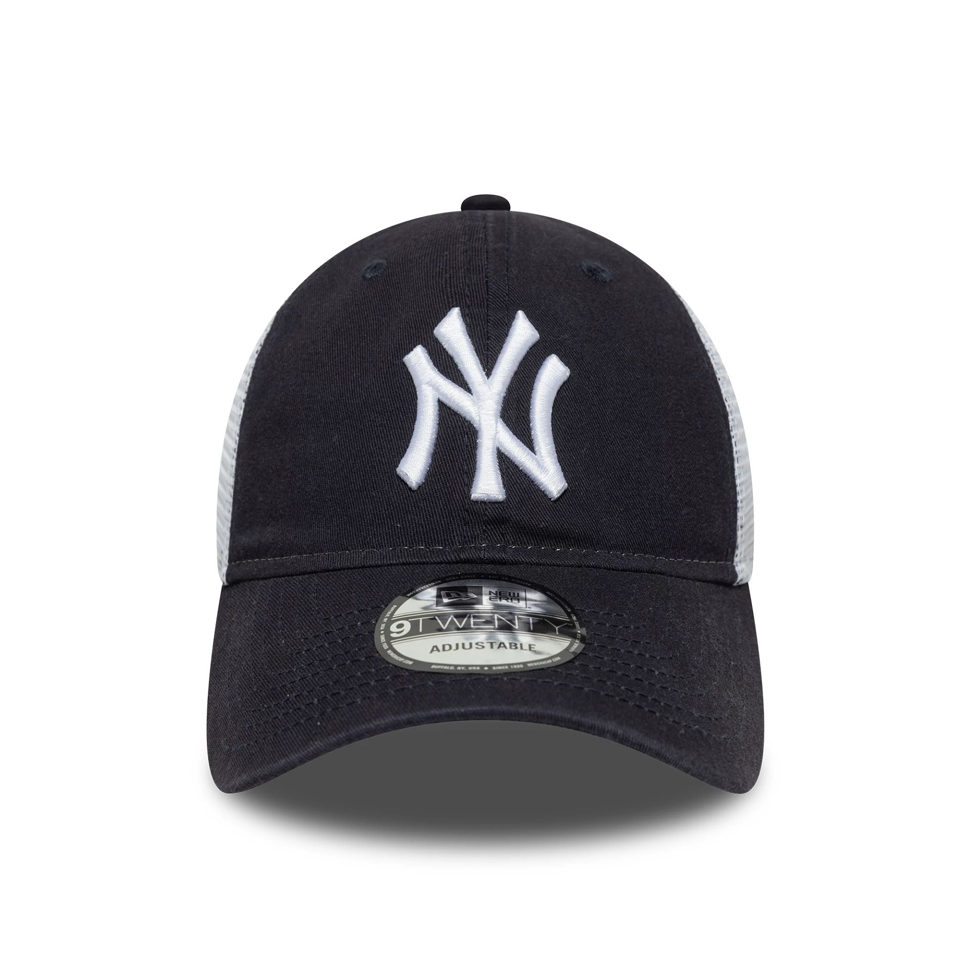 This is a New York Yankees MLB Washed Navy 9TWENTY Trucker Adjustable Cap 2