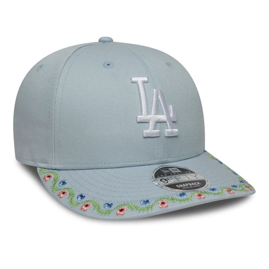This is a LA Dodgers MLB Floral Pastel Blue Low Profile 9FIFTY Snapback Adjustable Cap 3