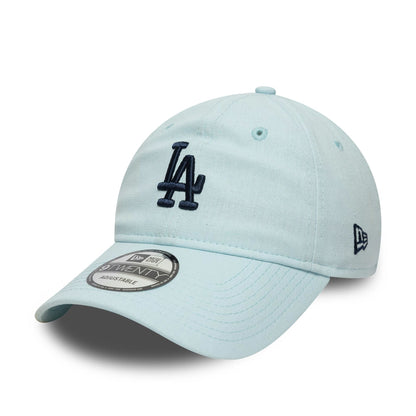 This is a LA Dodgers MLB Linen Pastel Blue 9TWENTY Adjustable Cap 1