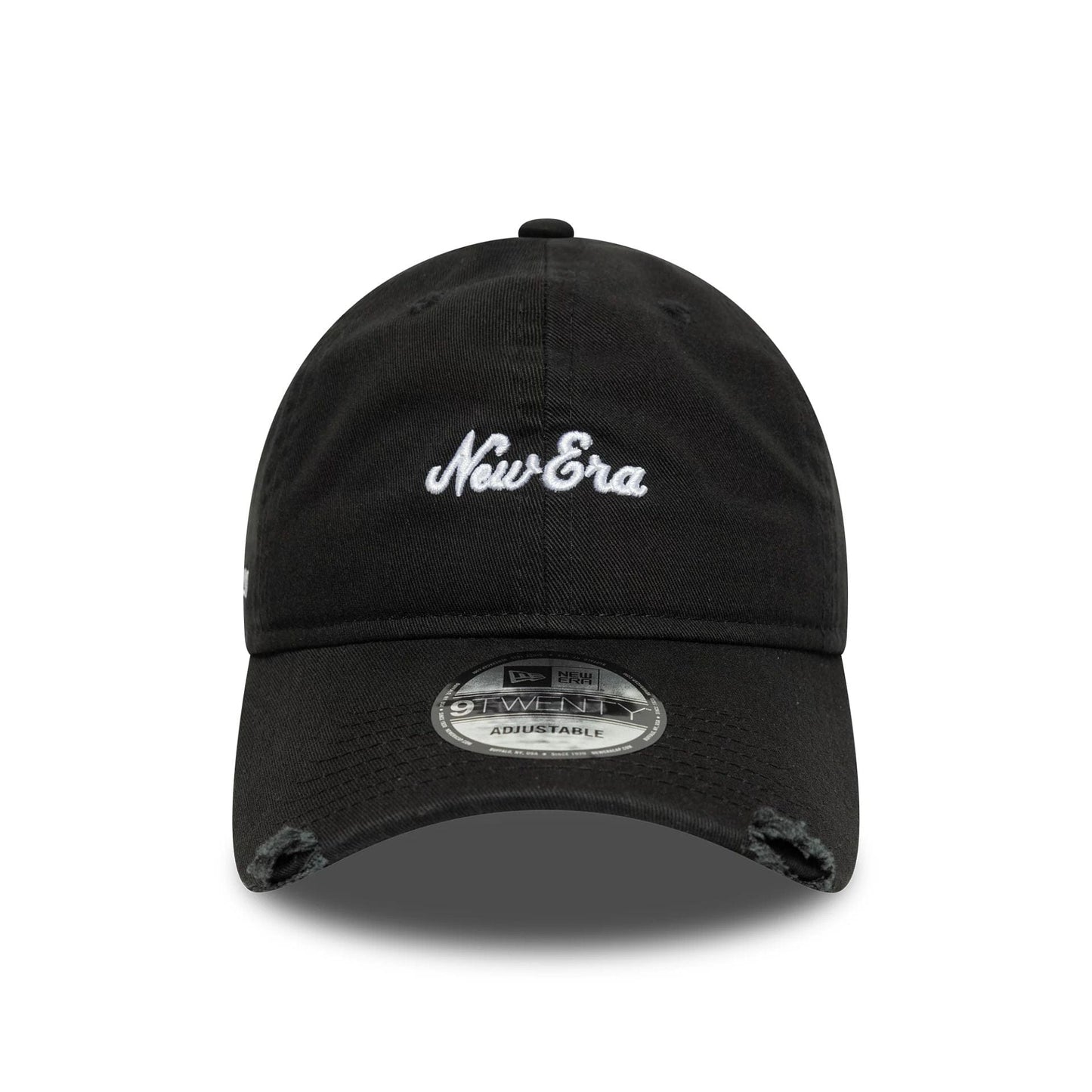 This is a New Era Distressed Black 9TWENTY Adjustable Cap 2