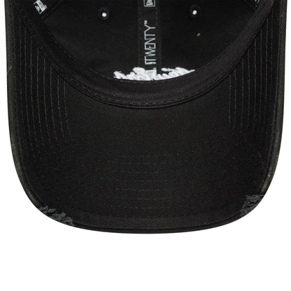 This is a New Era Distressed Black 9TWENTY Adjustable Cap 6