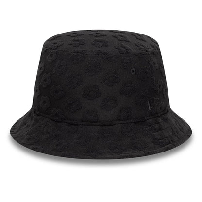 This is a Womens New Era Towelling Black Adventure Bucket Hat 1