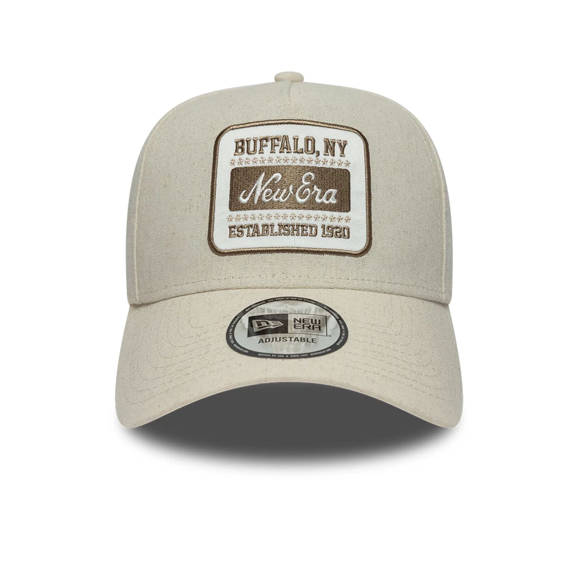 Pictured is this New Era Patch Line 9FORTY E-Frame cap in Cream. 2