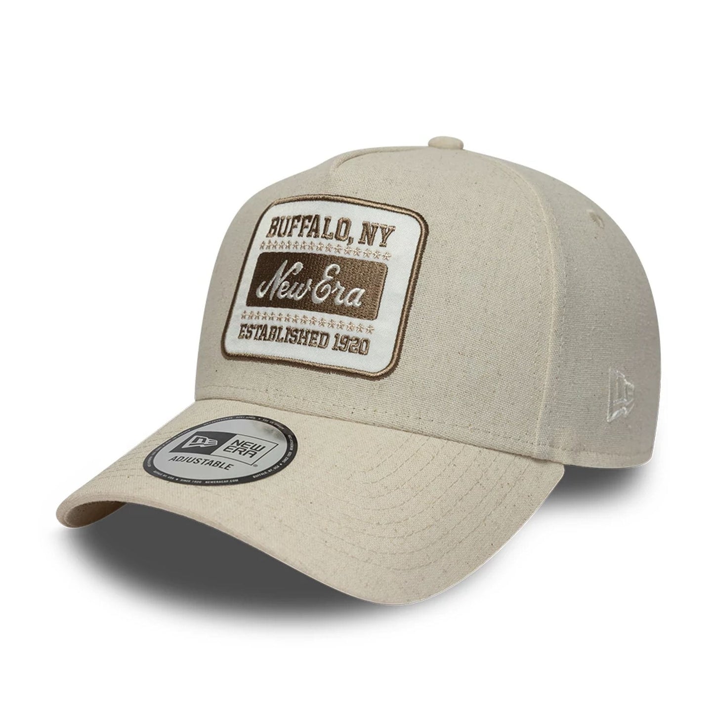 Pictured is this New Era Patch Line 9FORTY E-Frame cap in Cream. 1