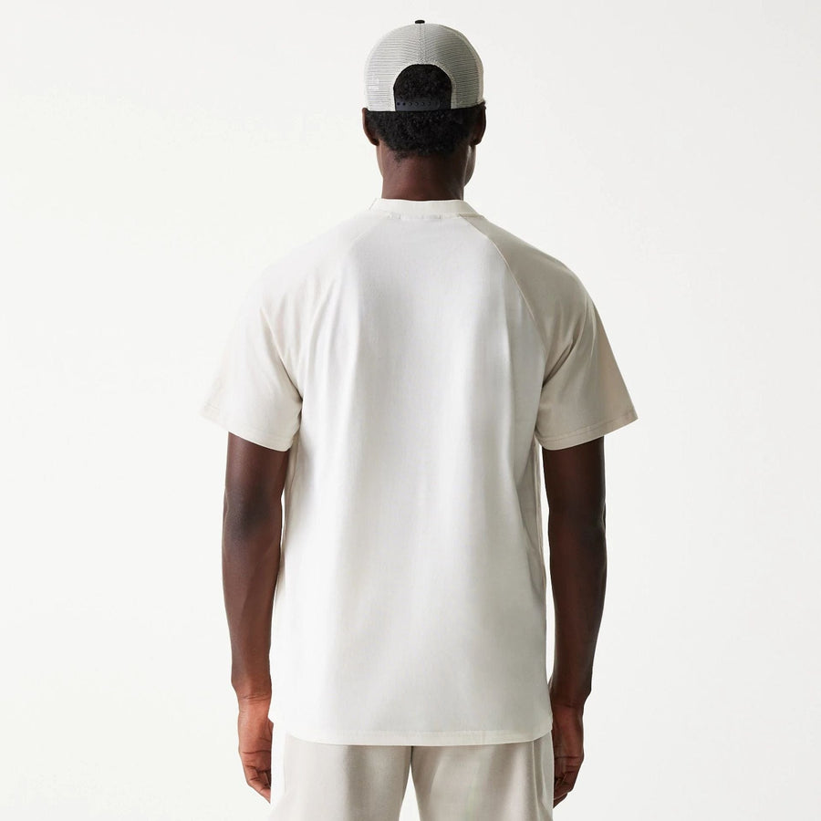 The Male model is wearing New York Yankees MLB Raglan Open White Oversized T-Shirt 2