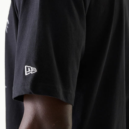 The Male model is wearing Chicago Bulls NBA Palm Tree Black Oversized T-Shirt 6