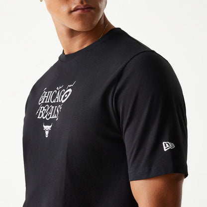 The Male model is wearing Chicago Bulls NBA Court Graphic Black T-Shirt 5