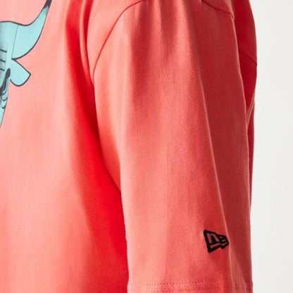 The Male model is wearing Chicago Bulls NBA All Over Print Infill Pink Oversized T-Shirt 5