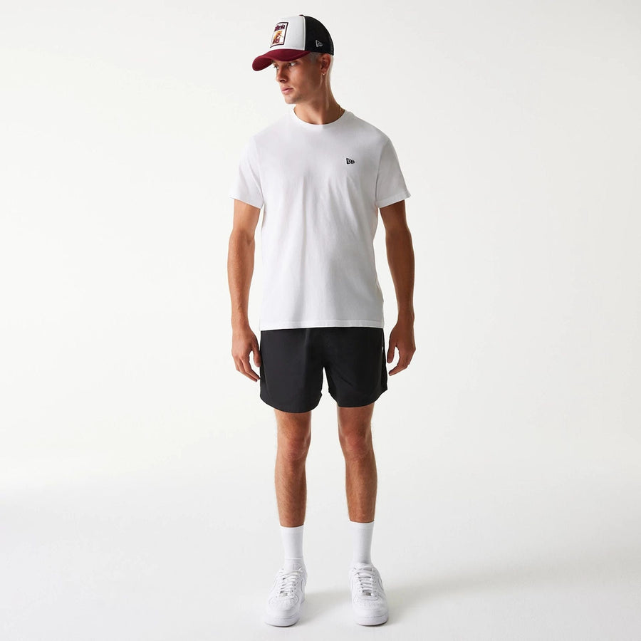 The Male model is wearing New Era Black Swim Shorts 8