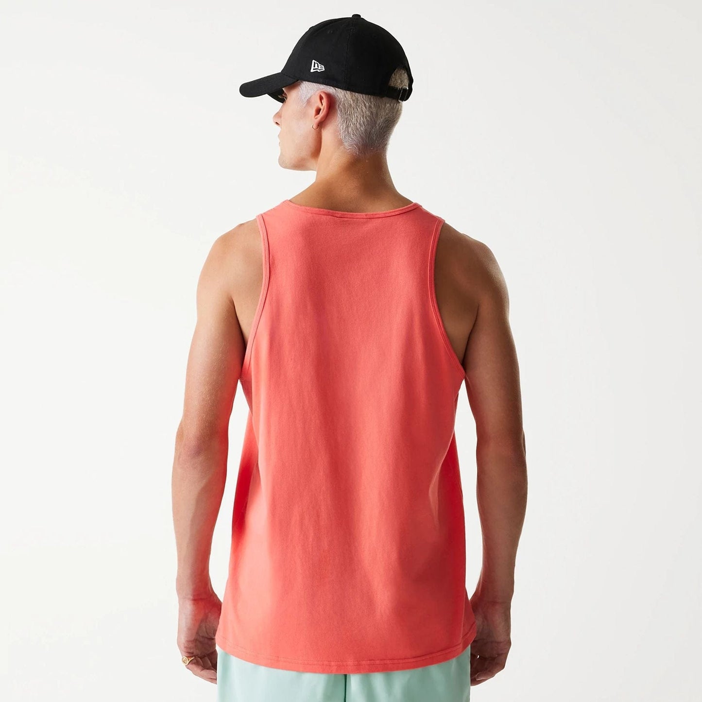 The Male model is wearing Chicago Bulls NBA All Over Print Infill Pink Vest Top 2