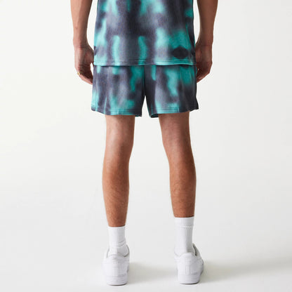 The Male model is wearing Chicago Bulls NBA All Over Print Green Shorts 2