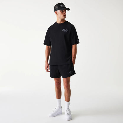 The Male model is wearing New Era Waffle Black Shorts 7