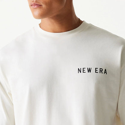 The Male model is wearing New Era Animal Graphic Open White Oversized T-Shirt 5