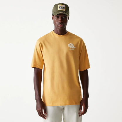 The Male model is wearing New Era Graphic Beige Oversized T-Shirt 1