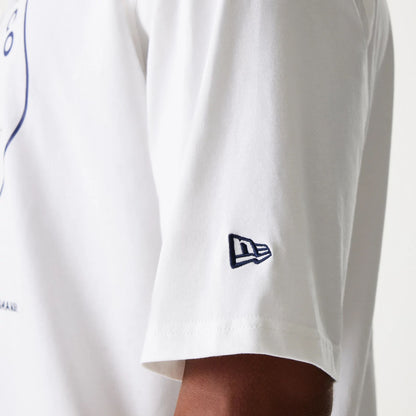 The Male model is wearing New Era Crest White Oversized T-Shirt 6