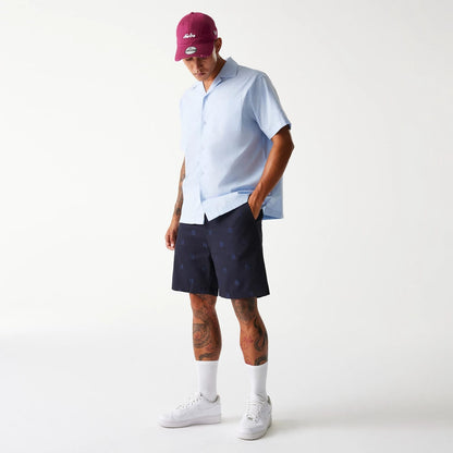 The Male model is wearing New York Yankees MLB Monogram Navy Shorts 8