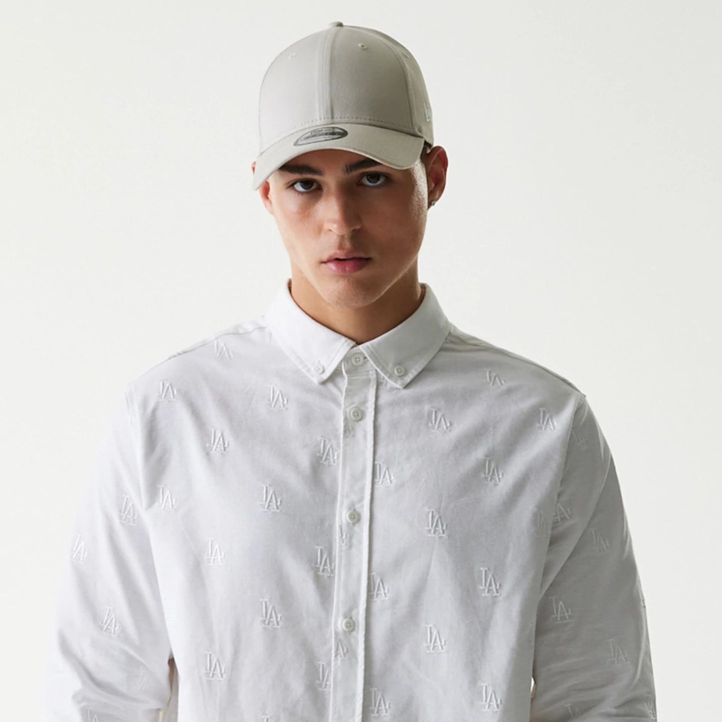 The Male model is wearing LA Dodgers MLB Monogram White Long Sleeve Shirt 5