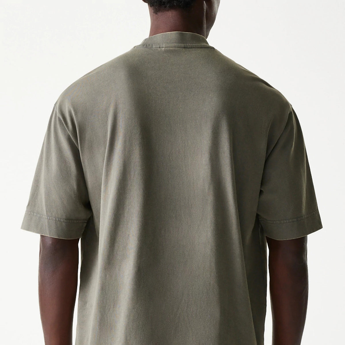 New Era LA Lakers NBA Washed Grey Box T-Shirt, rear view showing the plain washed grey fabric with a straight hemline and short sleeves, no visible logo or design elements on the back.
