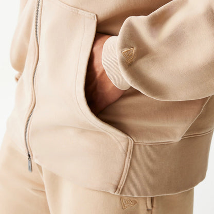 The Male model is wearing Chicago Bulls NBA Washed Beige Full Zip Hoodie 5