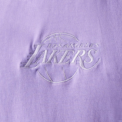 The Male model is wearing LA Lakers NBA Washed Purple Sleeveless T-Shirt 5