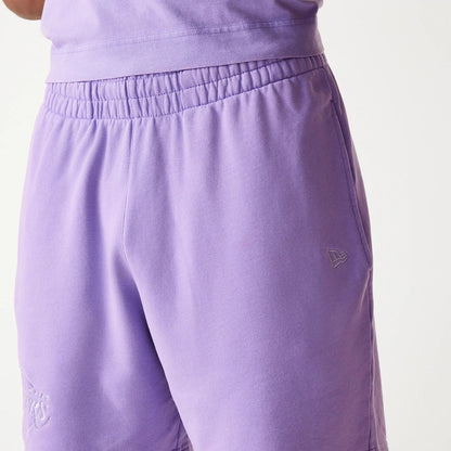 The Male model is wearing LA Lakers NBA Washed Purple Shorts 6