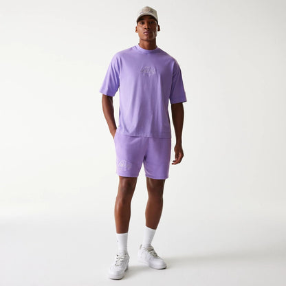 The Male model is wearing LA Lakers NBA Washed Purple Shorts 8