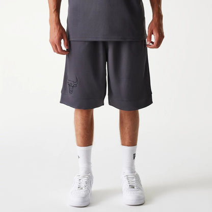 The Male model is wearing Chicago Bulls NBA Tonal Dark Grey Mesh Shorts 1