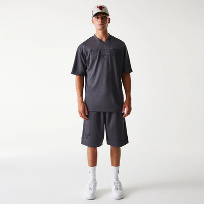 The Male model is wearing Chicago Bulls NBA Tonal Dark Grey Mesh Shorts 8