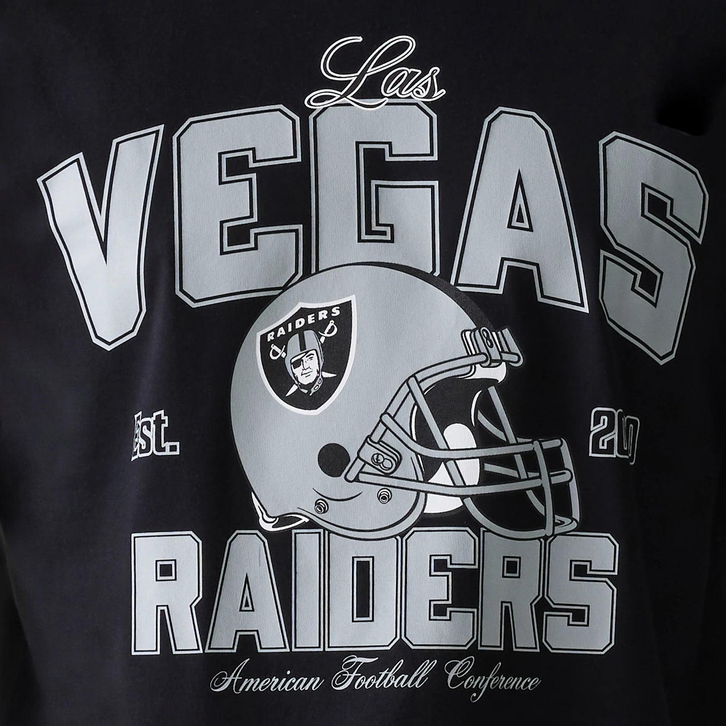 The Male model is wearing Las Vegas Raiders NFL Helmet Black Oversized T-Shirt 6
