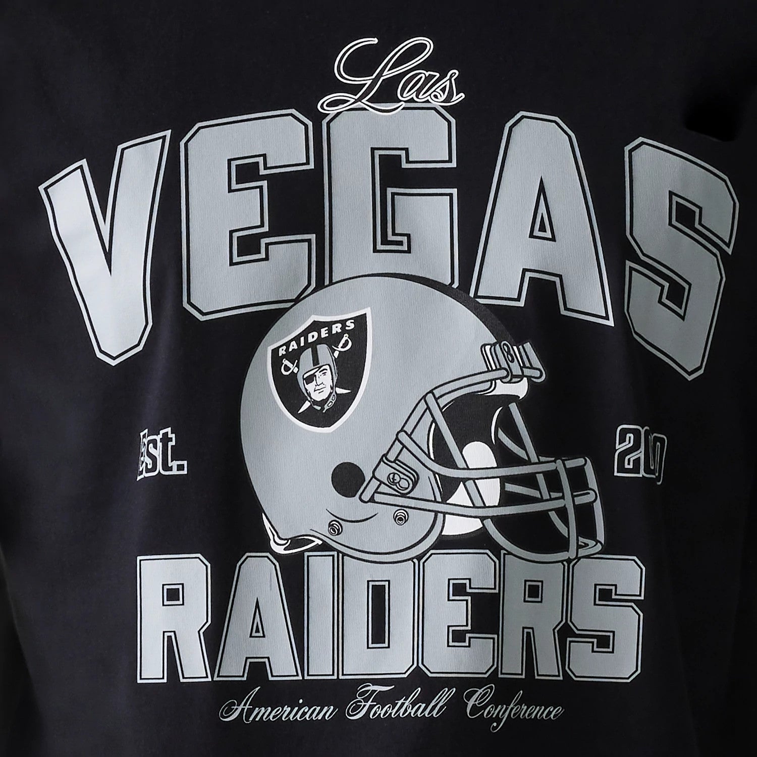 The Male model is wearing Las Vegas Raiders NFL Helmet Black Oversized T-Shirt 6