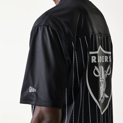 The Male model is wearing Las Vegas Raiders NFL Stripe Black Long Sleeve Jersey 6