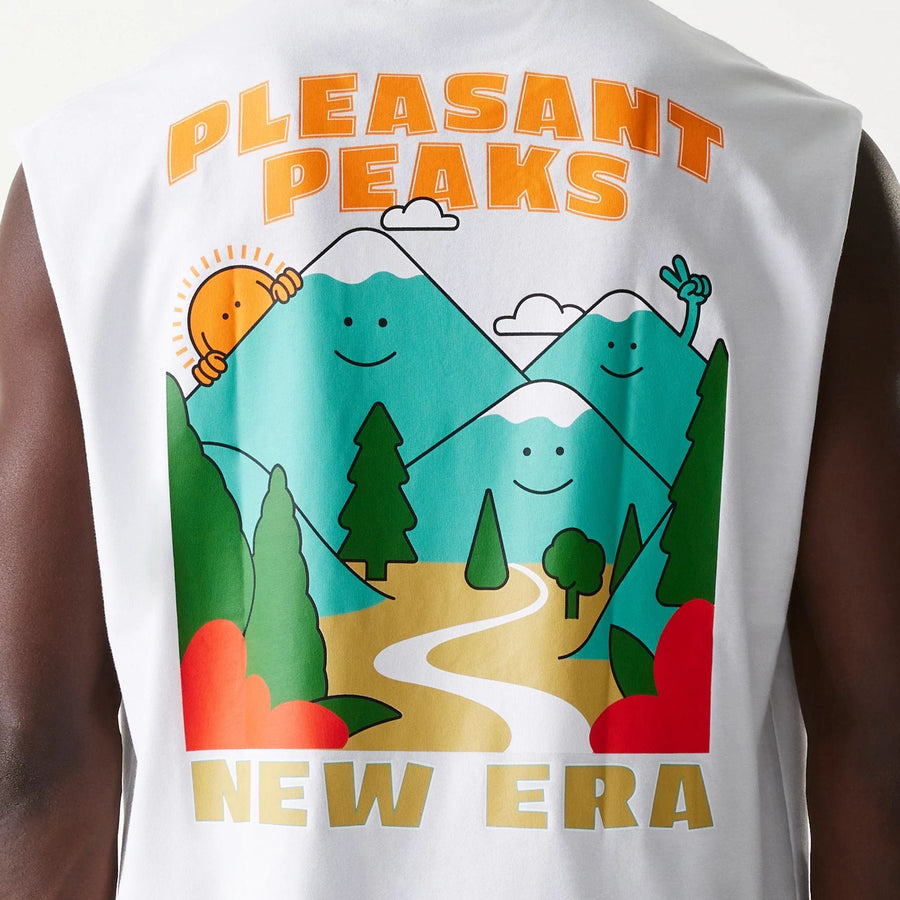 The Male model is wearing New Era Outdoor Graphic White Sleeveless T-Shirt 5