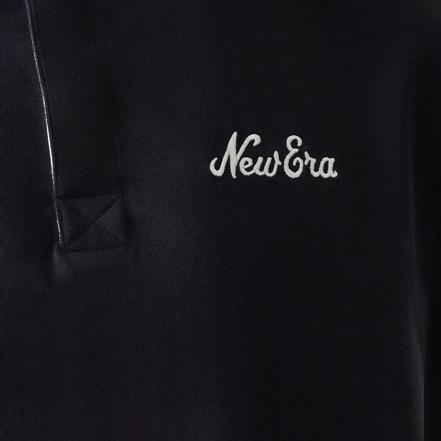 The Male model is wearing New Era Navy Oversized Rugby Shirt 6