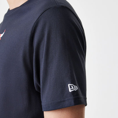 The Male model is wearing Chicago Bulls NBA Logo Black T-Shirt 5