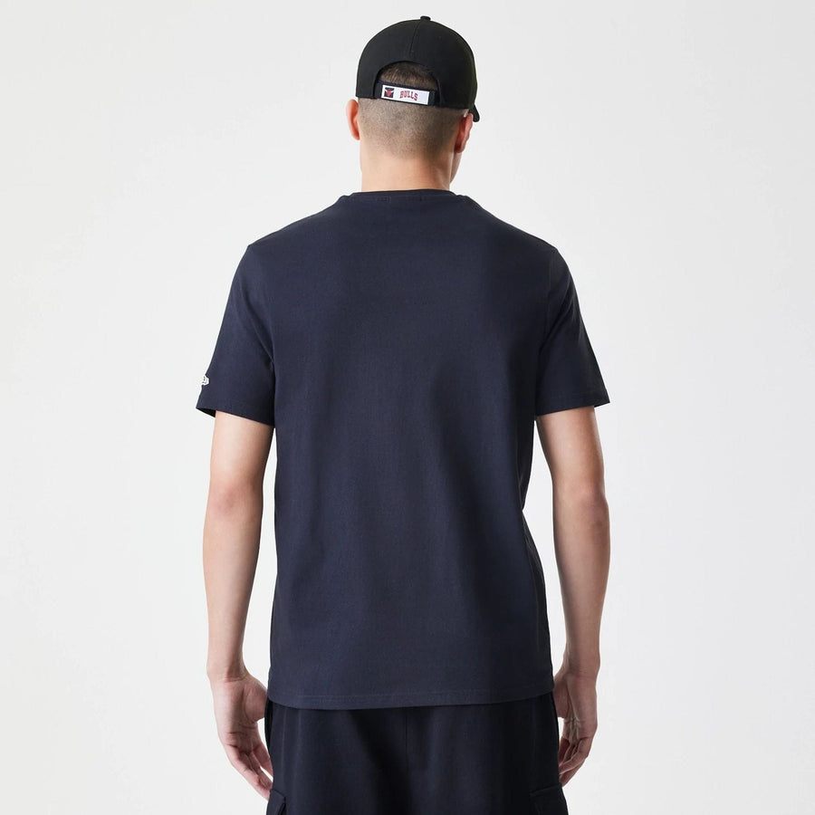 The Male model is wearing Chicago Bulls NBA Logo Black T-Shirt 2