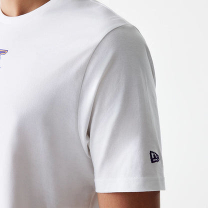 The Male model is wearing LA Lakers NBA Logo White T-Shirt 5