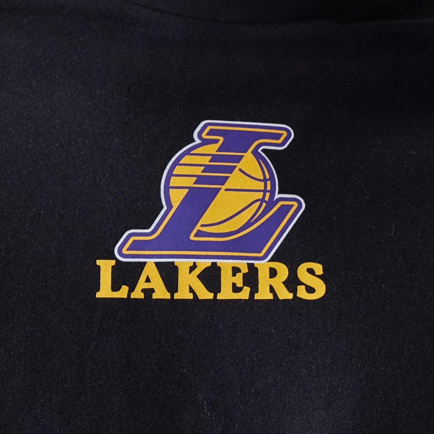 The Male model is wearing LA Lakers NBA Logo Black T-Shirt 4