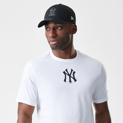 The Male model is wearing New York Yankees MLB Logo White T-Shirt 6